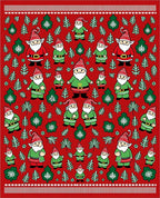 Red Festive Gnome Woodland Scene Rug