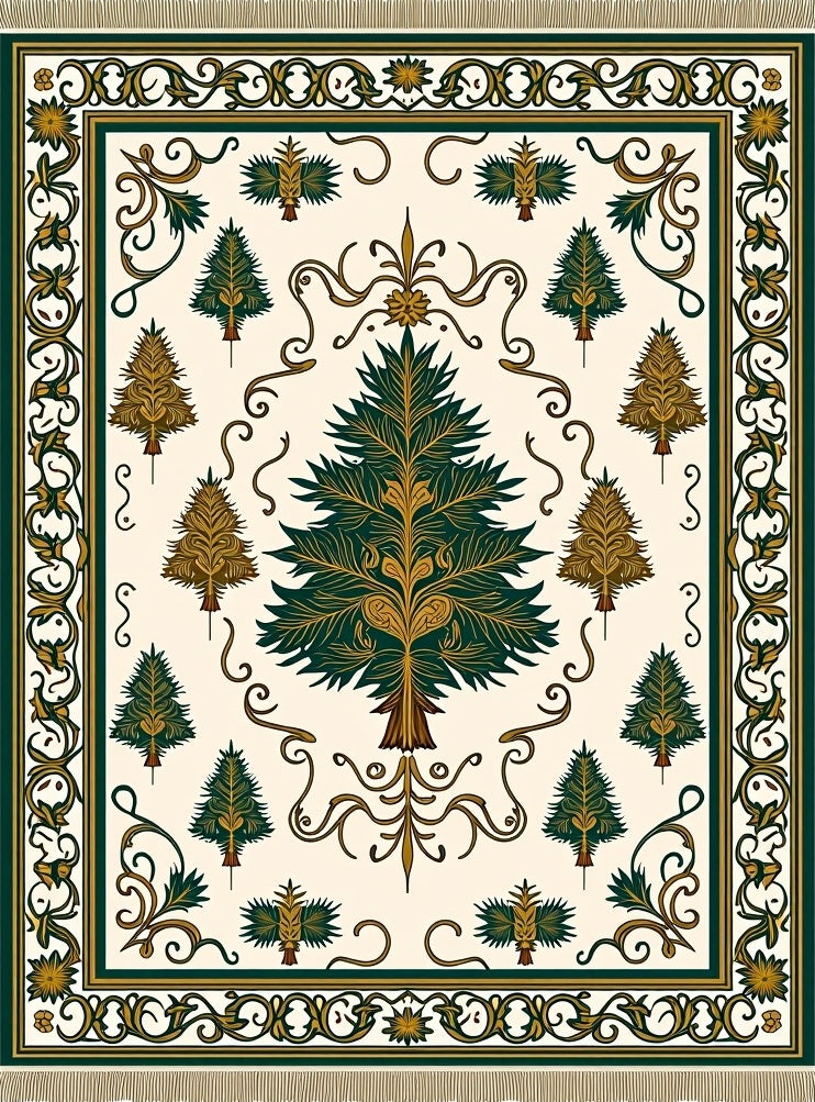 Emerald Green Tree Medallion Rug