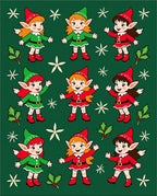 Happy Elves Green Holiday Medley Rug