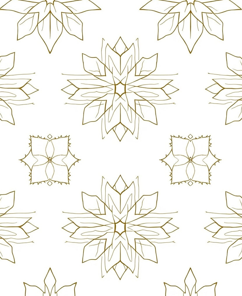 Golden Outline Floral Mandala Rug