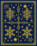 Golden Snowflake Navy Blue Medallion Rug