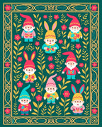 Whimsical Gnome Floral Spring Garden Rug