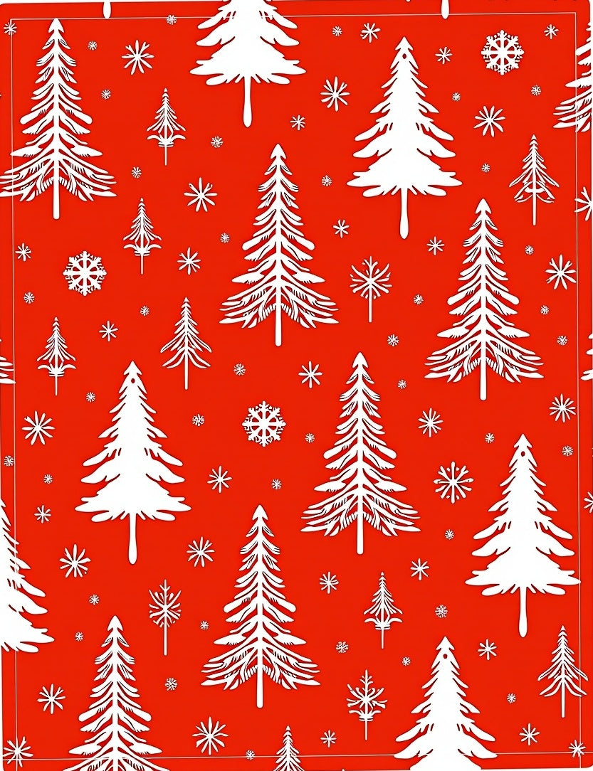 Crimson White Evergreen Snowscape Rug