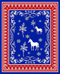 Red White Blue Horse Snowflakes Medallion Rug