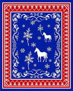 Red White Blue Horse Snowflakes Medallion Rug