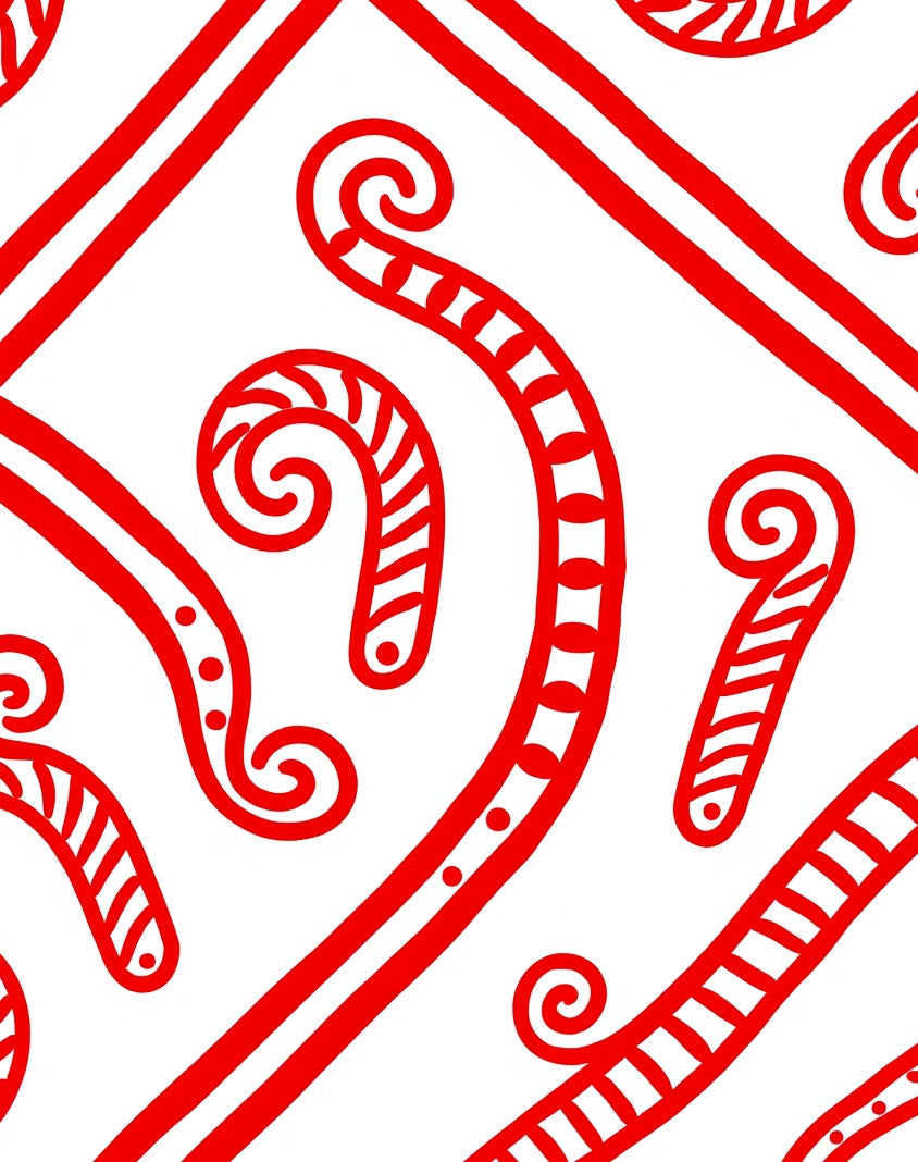 Crimson Swirl Candy Cane Holiday Rug