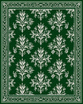 Emerald Green Floral Scrollwork Rug
