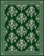 Emerald Green Floral Scrollwork Rug
