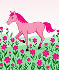 Pink Horse Surrounded by Hot Pink Flowers Rug