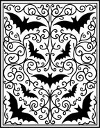 Black Flying Bats Swirling Vine Design Rug