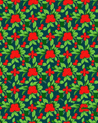 Vibrant Red Berry Foliage Rug