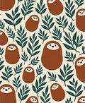 Brown Sloth Floral Cream Background Rug
