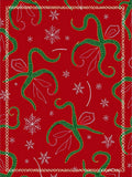 Red Green Floral Snowflakes Border Rug