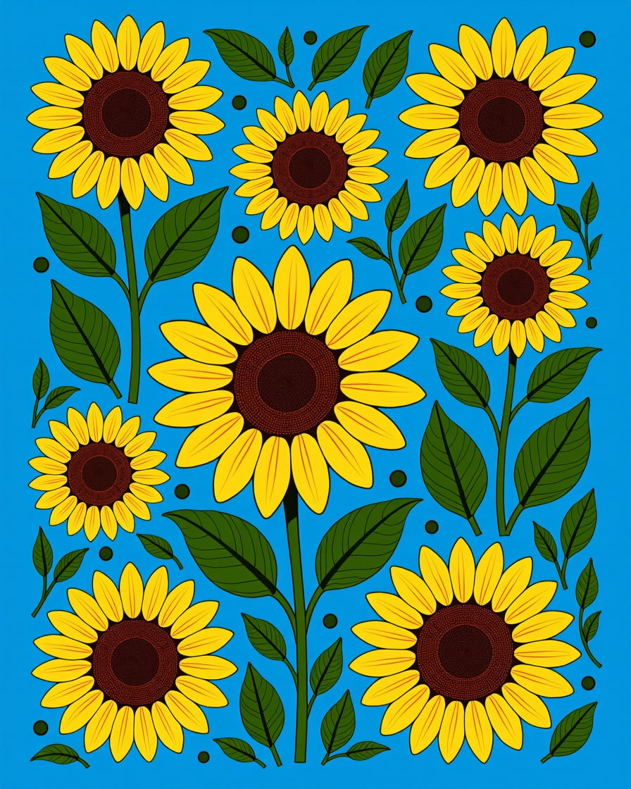 Golden Sunflower Blossom Field Rug