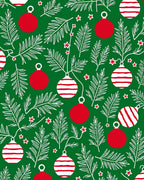 Christmas Ornaments Festive Pine Branch Rug