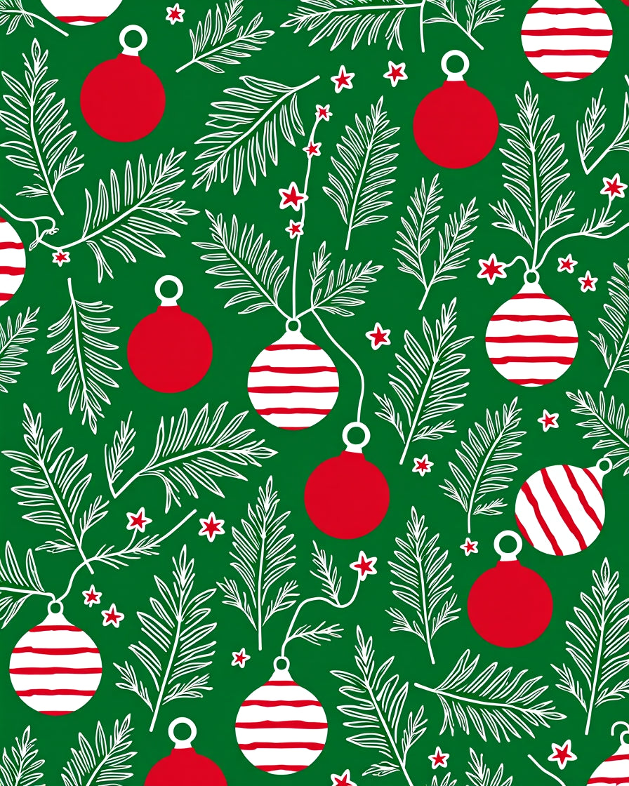 Christmas Ornaments Festive Pine Branch Rug