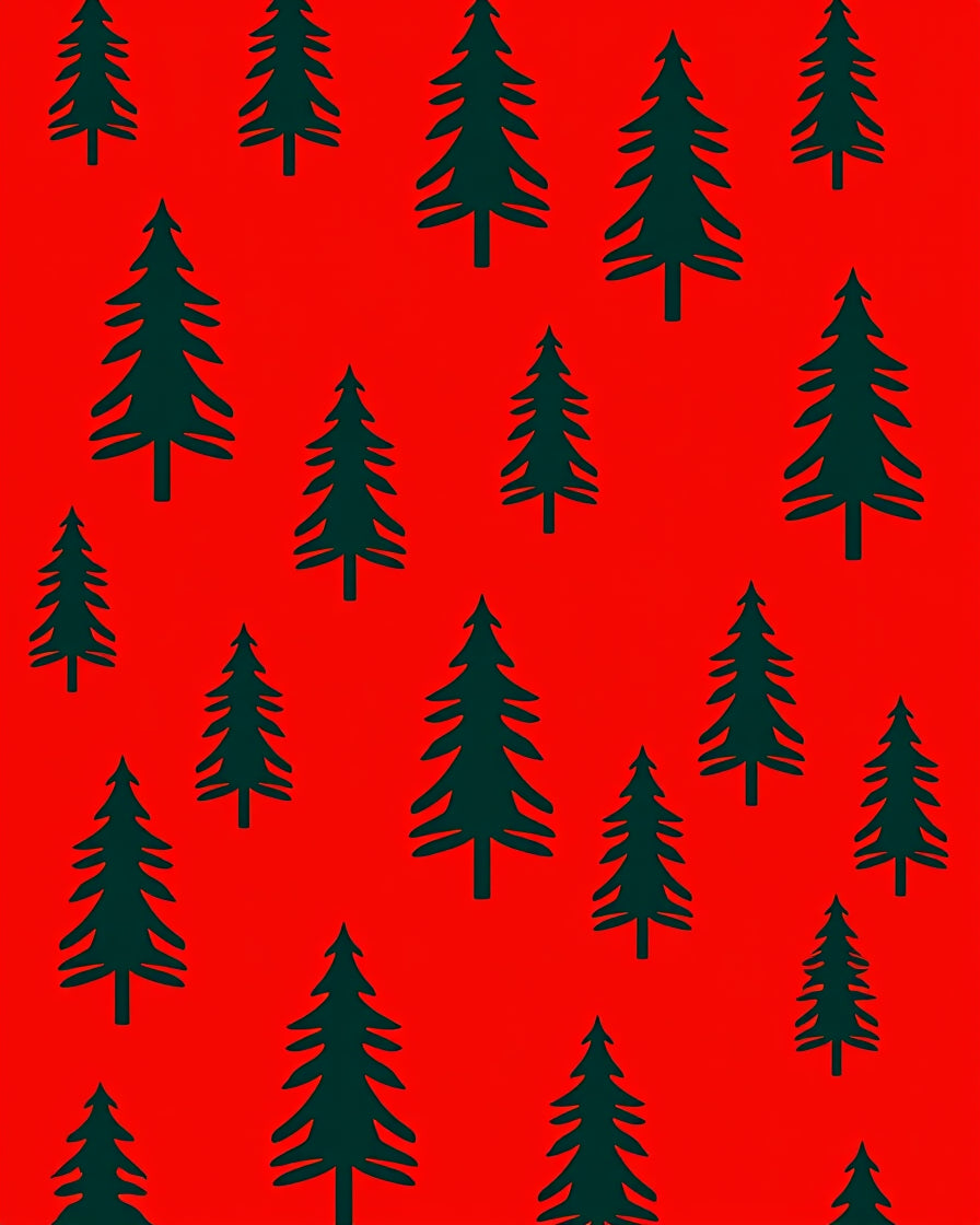 Crimson Forest Silhouette Trees Rug