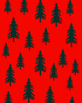 Crimson Forest Silhouette Trees Rug