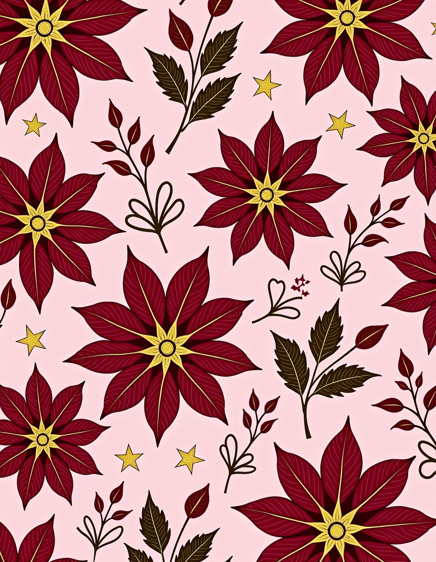 Red Poinsettia Stars Garden Rug