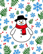 Charming Snowman Red Scarf Holly Snowflakes Rug