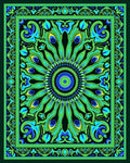 Vibrant Peacock Feather Medallion Rug
