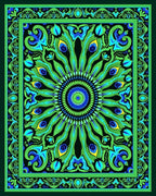 Vibrant Peacock Feather Medallion Rug