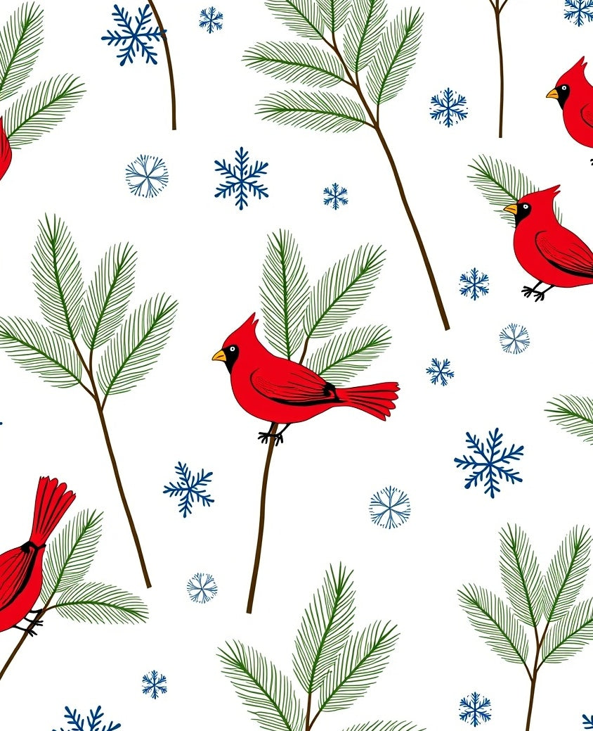Red Cardinal Winter Bird Snowflakes Rug