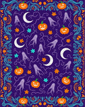 Whimsical Purple Halloween Pumpkin Ghost Rug