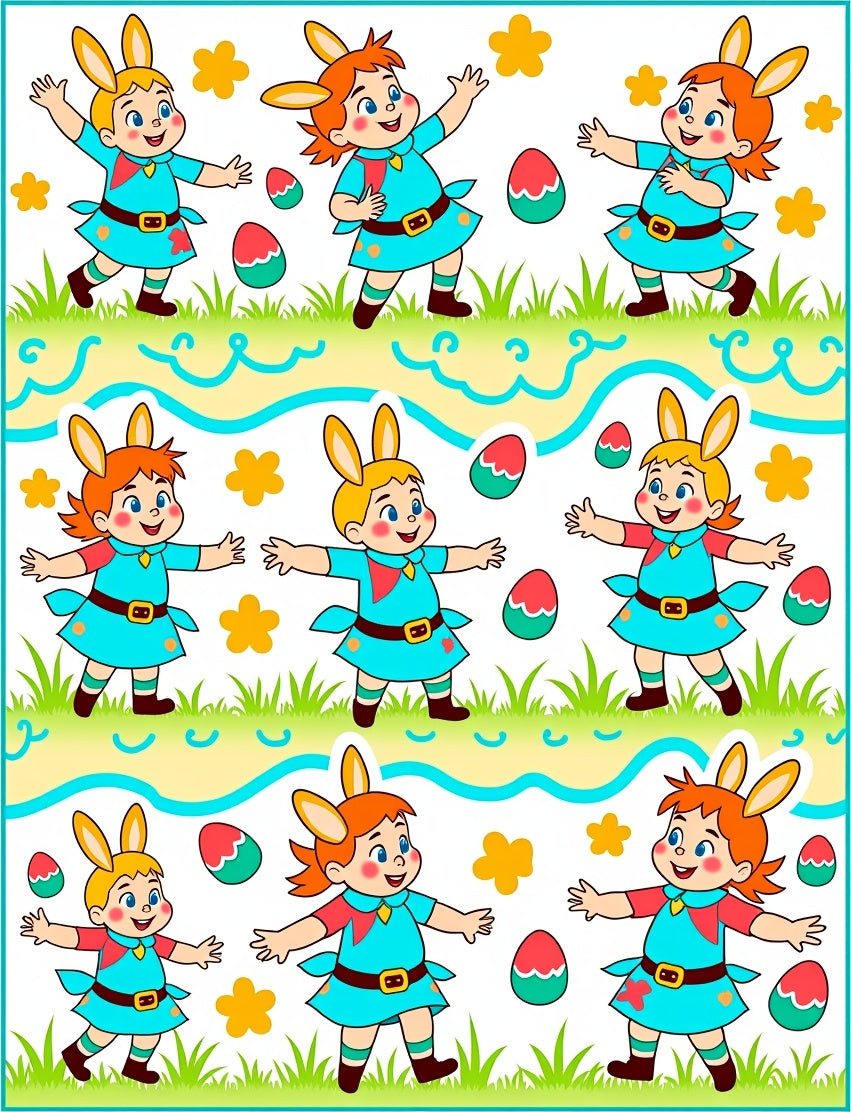 Happy Bunny Kids Easter Eggs Rug