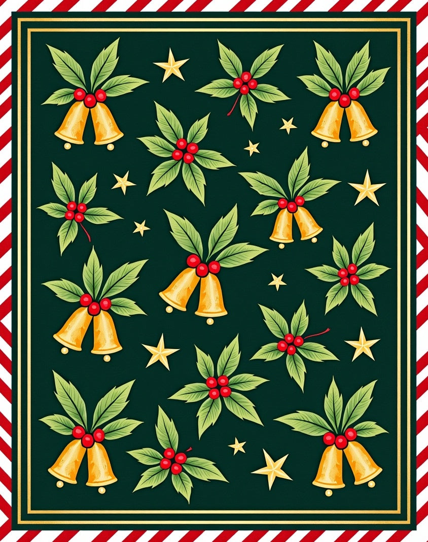 Golden Bells Holly Stars Forest Rug