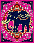 Vibrant Crimson Elephant Medallion Rug