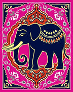 Vibrant Crimson Elephant Medallion Rug