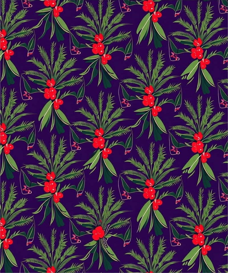 Rich Plum Evergreen Berry Cluster Rug