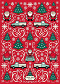 Red Christmas Gnomes Trucks Snowflakes Rug