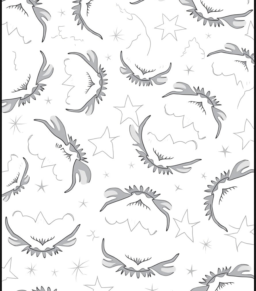Whimsical Gray Winged Creatures Stars Rug