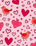 Pink Hearts And Red Birds Repetition Rug