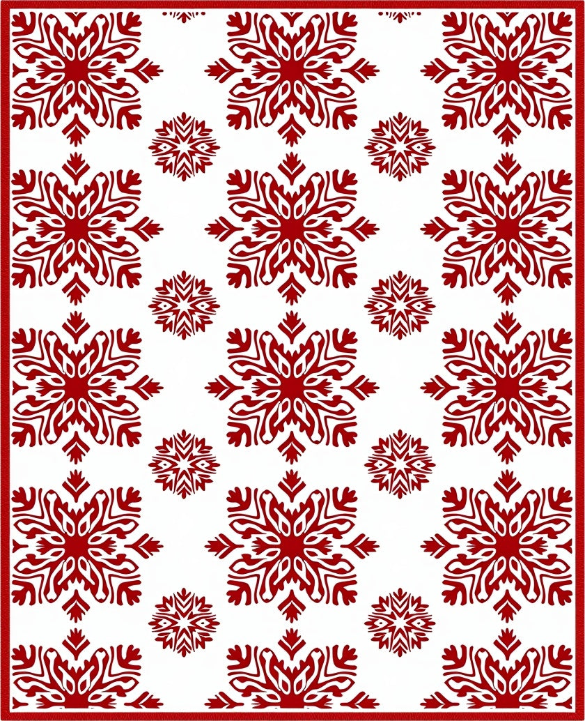 Rustic Red Snowflake Collage Rug