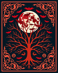 Crimson Bat Tree Moon Border Rug
