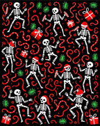 Dancing Skeletons Christmas Ribbon Confetti Rug