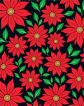 Crimson Red Floral Burst With Green Leaves Rug