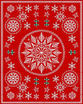 Festive Red Snowflakes Holiday Rug