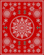 Festive Red Snowflakes Holiday Rug