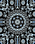 Black White Blue Mandala Floral Rug