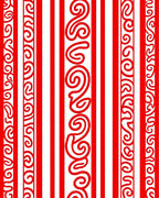 Bold Red Vertical Scroll Stripe Rug