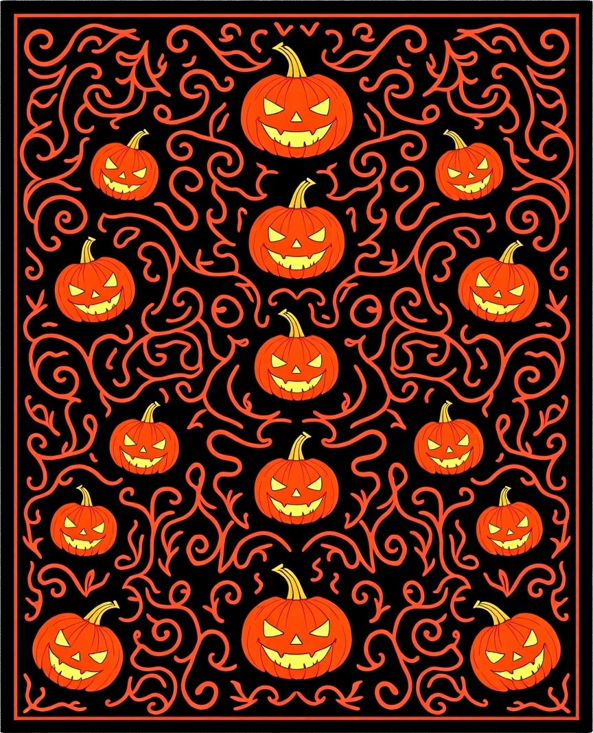 Orange Jack O Lantern Swirls Rug
