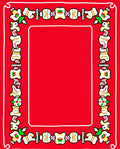 Crimson Repeating Whimsical Flower Border Rug