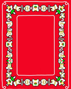 Crimson Repeating Whimsical Flower Border Rug
