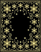 Elegant Gold Snowflake Border Rug