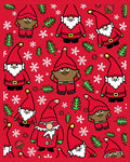 Christmas Gnomes And Snowflakes Scarlet Red Rug