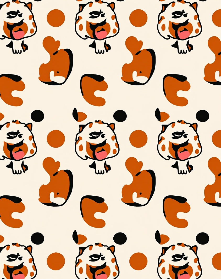 Whimsical Orange Creature Polka Dot Rug